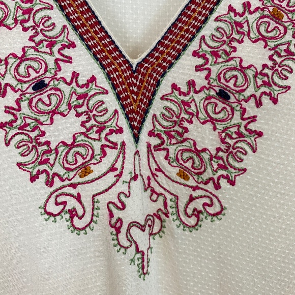 Peasant Tunic Dress Embroidered Balloon Sleeves L - Picture 10 of 10